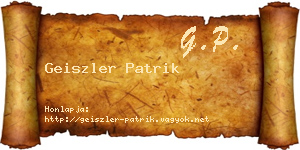 Geiszler Patrik névjegykártya